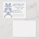 Romantische Dusty Blue Thistle bruiloft RSVP Notitiekaartje (Voorkant / Achterkant)