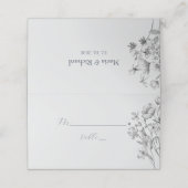 Romantische Dusty Blue Wedding Place Card Plaatskaartje (Buitenkant ongevouwen)