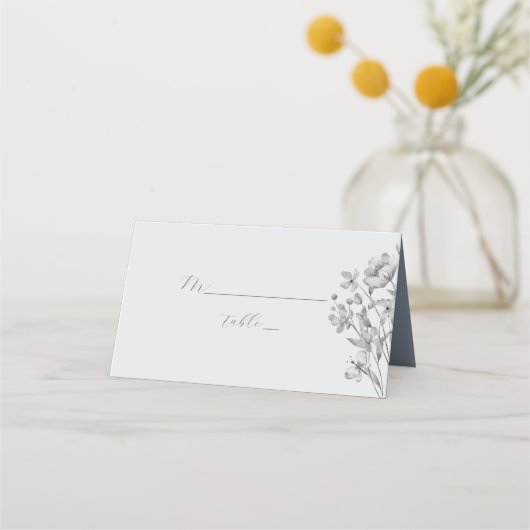 Romantische Dusty Blue Wedding Place Card Plaatskaartje (Voorkant)