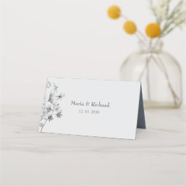 Romantische Dusty Blue Wedding Place Card Plaatskaartje