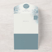 Romantische Dusty Blue Winter Wedding All In One Uitnodiging (Buitenkant)