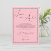 Romantische Dusty Pink & Silver Glitter Wedding Kaart (Staand voorkant)