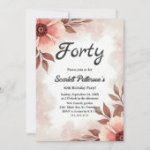 Romantische Dusty Waterverf Floral 40e Verjaardag Kaart (Voorkant)
