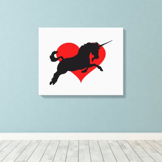 Romantische eenhoorn canvas afdruk (Insitu (Houten vloer))