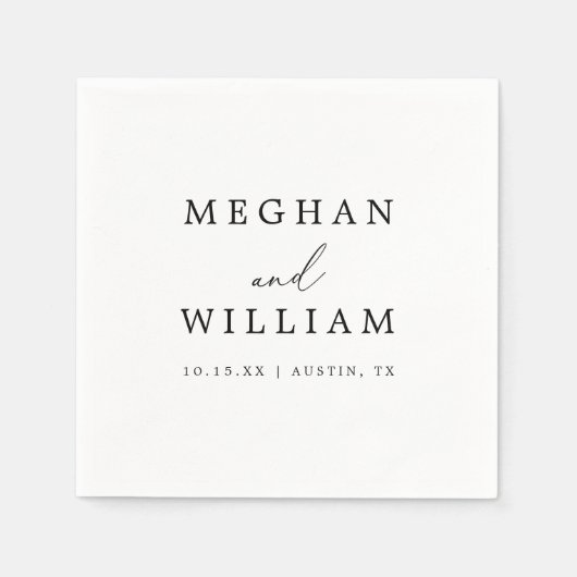 Romantische eenvoudige kalligrafie bruiloft servet (Voorkant)