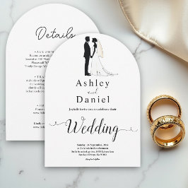 Romantische eenvoudige zwart-wit elegante bruiloft kaart