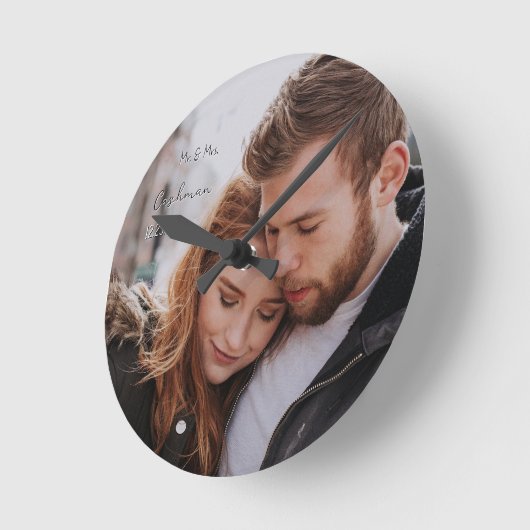 Romantische eerste jaar aangepaste foto ronde klok (Hoek)