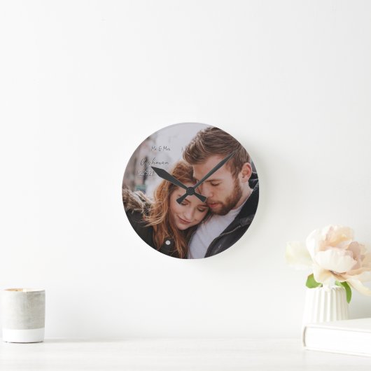 Romantische eerste jaar aangepaste foto ronde klok (Huis)