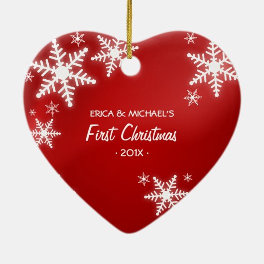 Romantische eerste kerstfoto ornament (Achterkant)