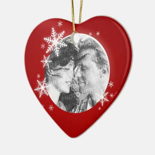 Romantische eerste kerstfoto ornament (Links)