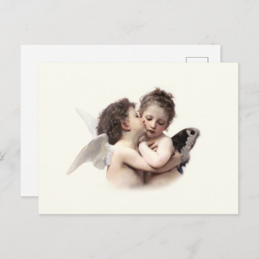 Romantische Eerste Kus Cupido en Psyche Briefkaart (Voorkant / Achterkant)