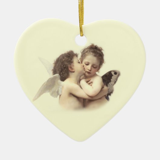  Romantische Eerste Kus Koppel Keepsake Keramisch Ornament (Voorkant)
