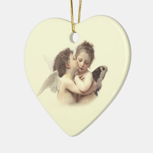  Romantische Eerste Kus Koppel Keepsake Keramisch Ornament (Links)