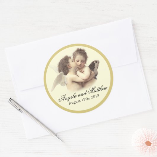  Romantische Eerste Kus Ronde Sticker (Envelop)