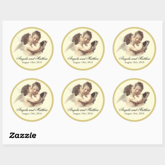 Romantische Eerste Kus Ronde Sticker (Vel)