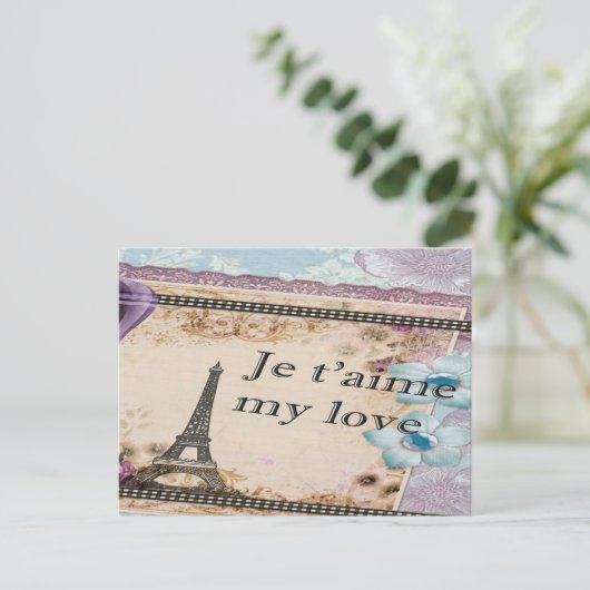Romantische  Eiffeltoren Briefkaart (Staand voorkant)