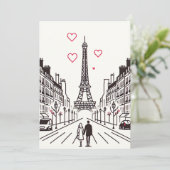 Romantische Eiffeltoren Ontmoeting - Liefde Bloeit Feestdagenkaart (Staand voorkant)