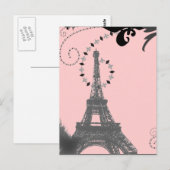 Romantische  eiffeltoren Paris Bruiloft Briefkaart (Voorkant / Achterkant)