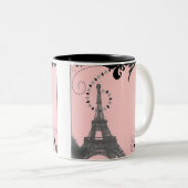 Romantische  eiffeltoren Paris Bruiloft Tweekleurige Koffiemok (Voorkant rechts)