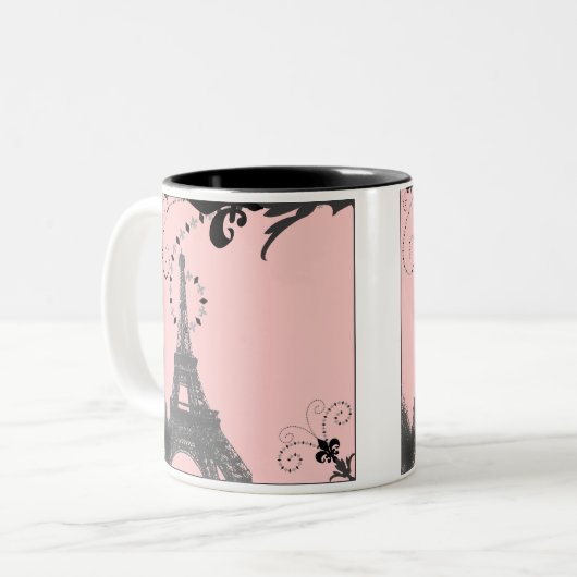 Romantische  eiffeltoren Paris Bruiloft Tweekleurige Koffiemok (Voorkant links)