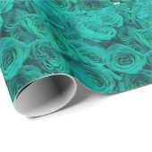 Romantische elegant blauwgroen - groene rozen cadeaupapier (Rol Hoek)