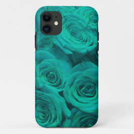 Romantische elegant blauwgroen - groene rozen iPhone 11 hoesje