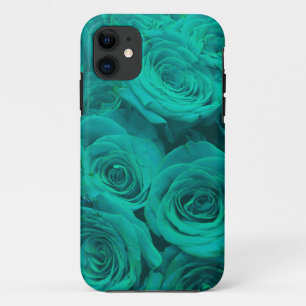 Romantische elegant blauwgroen - groene rozen iPhone 11 hoesje