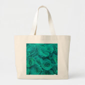 Romantische elegant blauwgroen - groene rozen grote tote bag (Voorkant)