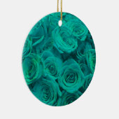 Romantische elegant blauwgroen - groene rozen keramisch ornament (Rechts)
