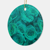 Romantische elegant blauwgroen - groene rozen keramisch ornament (Links)