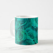 Romantische elegant blauwgroen - groene rozen koffiemok (Voorkant links)