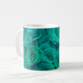 Romantische elegant blauwgroen - groene rozen koffiemok
