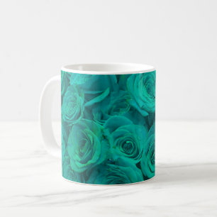 Romantische elegant blauwgroen - groene rozen koffiemok