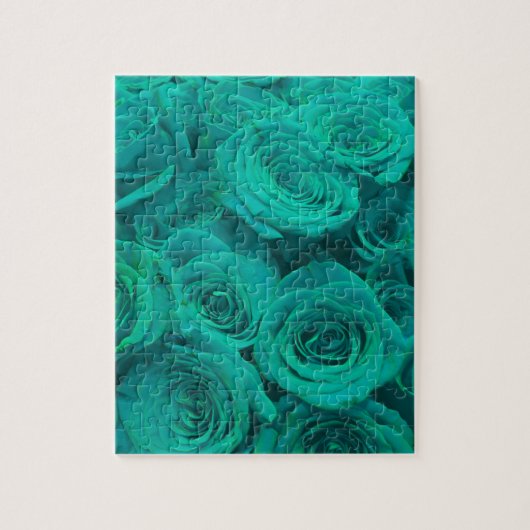 Romantische elegant blauwgroen - groene rozen legpuzzel (Verticaal)
