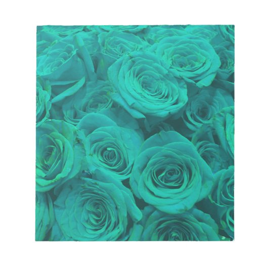 Romantische elegant blauwgroen - groene rozen notitieblok (Voorkant)