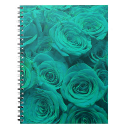 Romantische elegant blauwgroen - groene rozen notitieboek