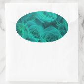 Romantische elegant blauwgroen - groene rozen ovale sticker (Tas)