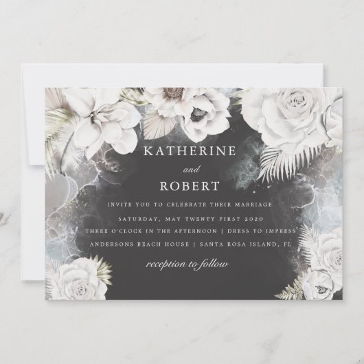 romantische elegant floral Wedding Invitation Kaart (Voorkant)