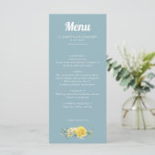 Romantische elegant gele rozen waterverf bruiloft menu (Staand voorkant)