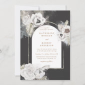 romantische elegant zilveren florale trouwuitnodig kaart (Voorkant)