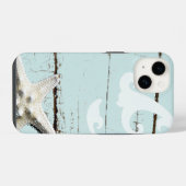 Romantische Elegante blauwe Schelp Strand decorati iPhone Hoesje (Achterkant horizontaal)