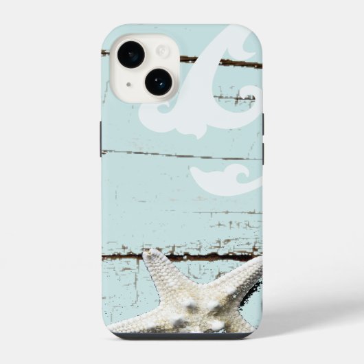 Romantische Elegante blauwe Schelp Strand decorati iPhone Hoesje (Achterkant)