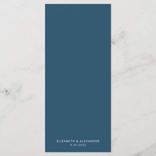 Romantische elegante blauwe waterverf eenvoudige b menu (Achterkant)