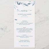 Romantische elegante blauwe waterverf eenvoudige b menu (Voorkant)