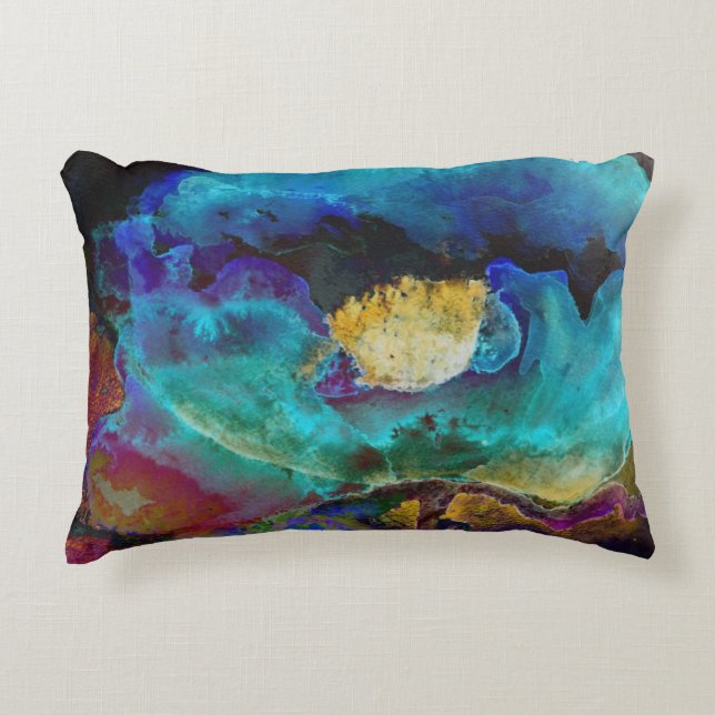 Romantische elegante blauwgroen florale waterverf  accent kussen (Voorkant)