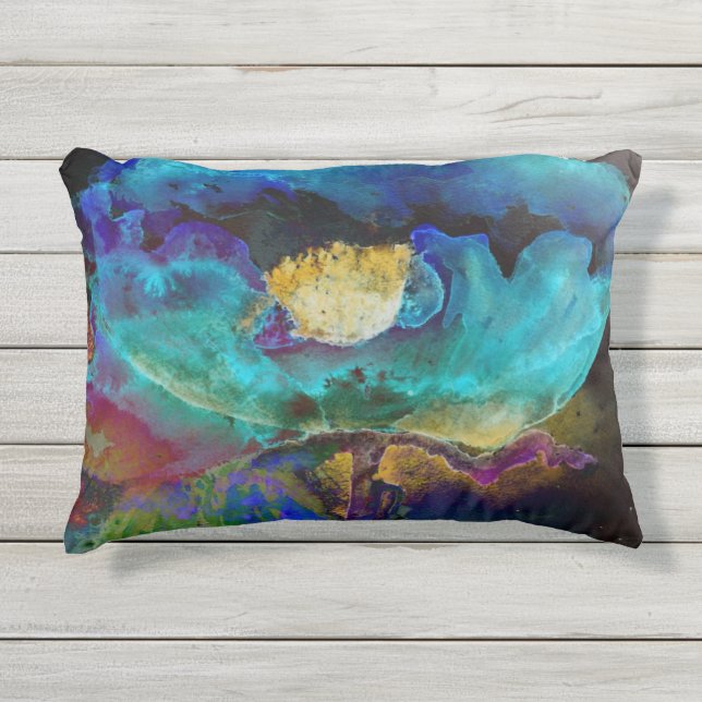 Romantische elegante blauwgroen florale waterverf  buitenkussen (Voorkant)