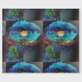 Romantische elegante blauwgroen florale waterverf  cadeaupapier (Vlak)