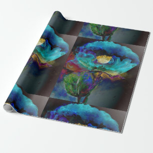Romantische elegante blauwgroen florale waterverf  cadeaupapier