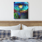 Romantische elegante blauwgroen florale waterverf canvas afdruk (Insitu (Slaapkamer))