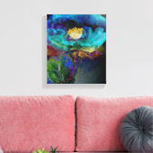 Romantische elegante blauwgroen florale waterverf canvas afdruk (Insitu (Woonkamer))